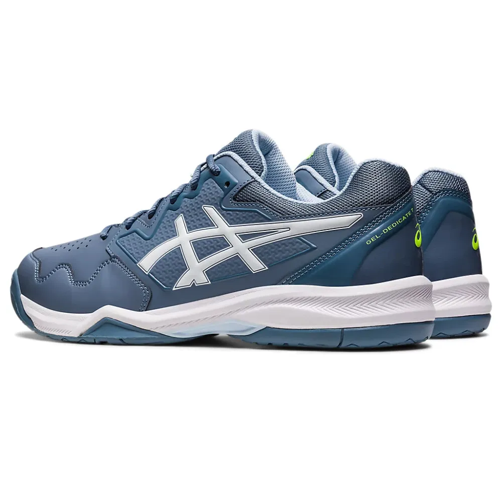 ASICS Men's Gel-Dedicate 7 Tennis Shoe (Steel Blue/White)