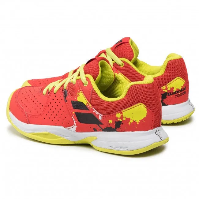 Babolat Pulsion All Court Kids & Women Red Yellow Handball Volleyball Tennis Shoes