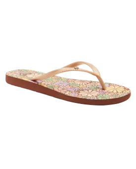 Bermuda Print Flip Flops in Brown Combo