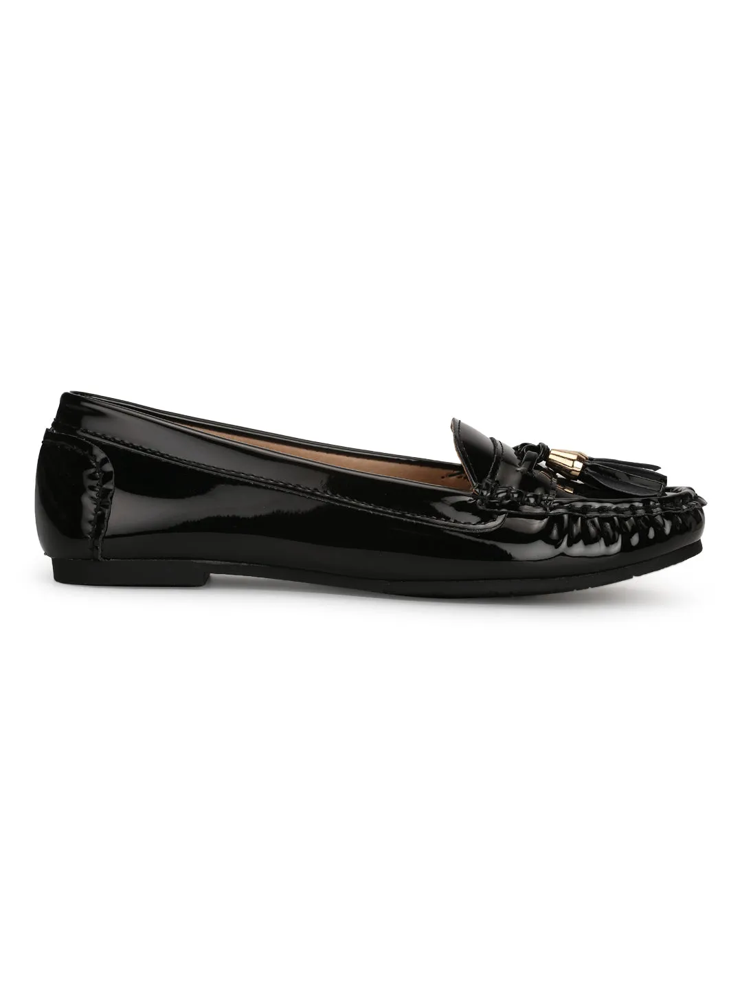 Black Patent Tassel Loafer Flats