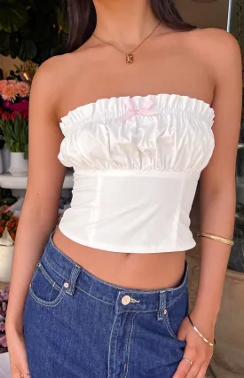 Cherise White Strapless Crop Top