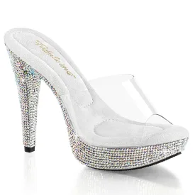 COCKTAIL-501DM Silver Diamante Mules