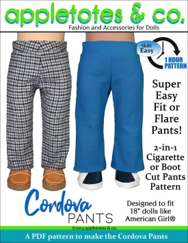 Cordova Pants 18 Inch Doll Sewing Pattern