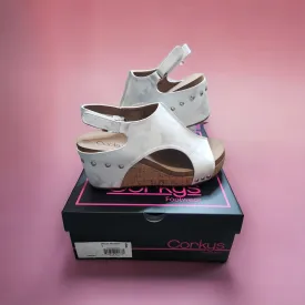 Corky's Carley White Metallic 2 Wedges