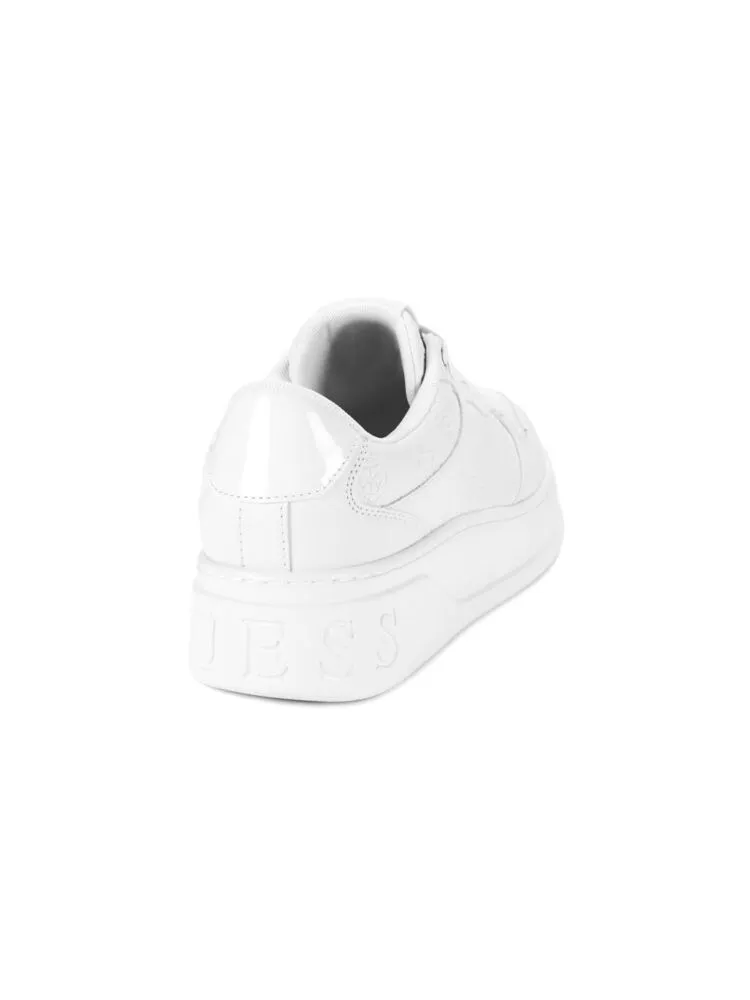 Guess Logo Embossed Platform Sneakers, White