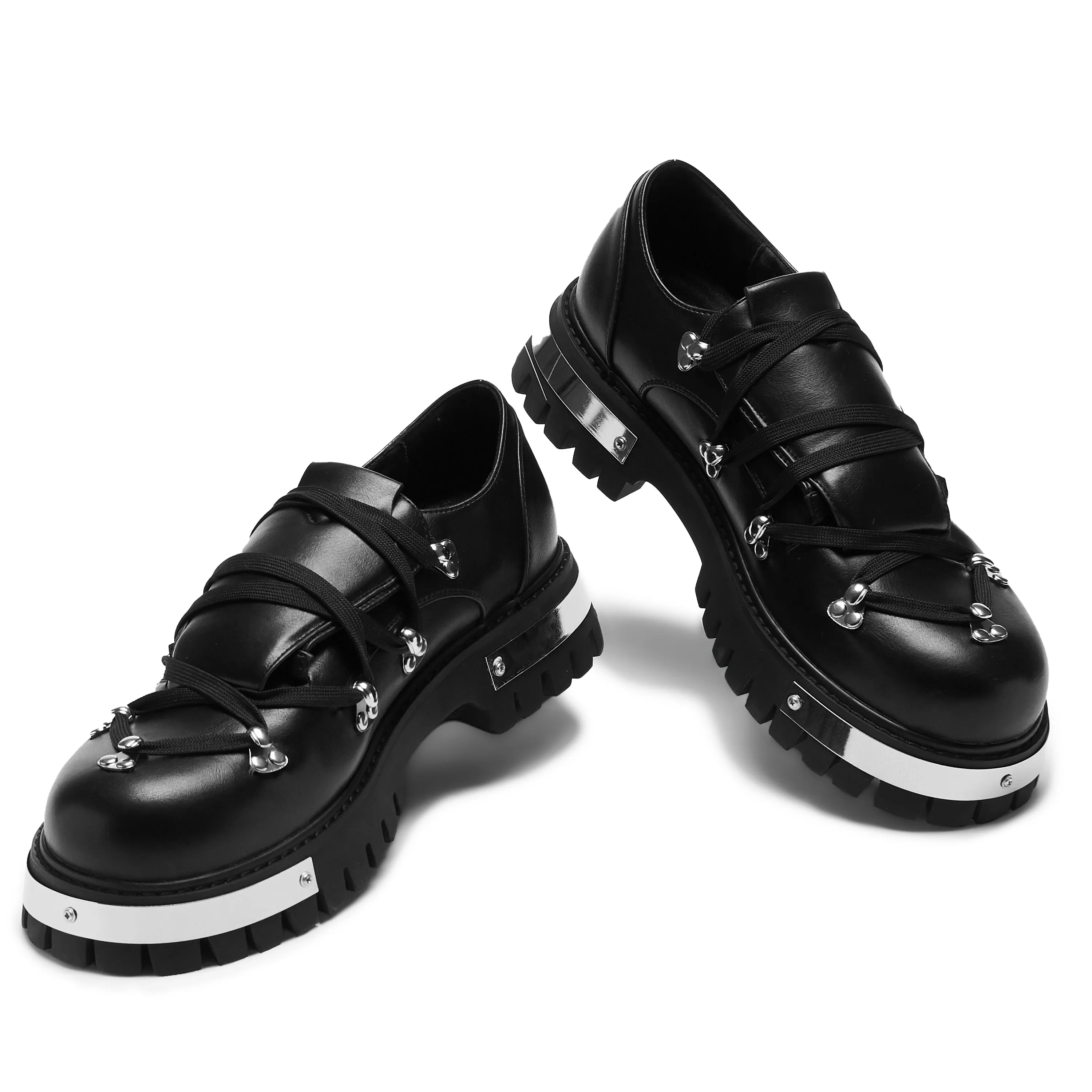 Hidden in Solitude Men's Double Tongue Lace Up Shoes - Black