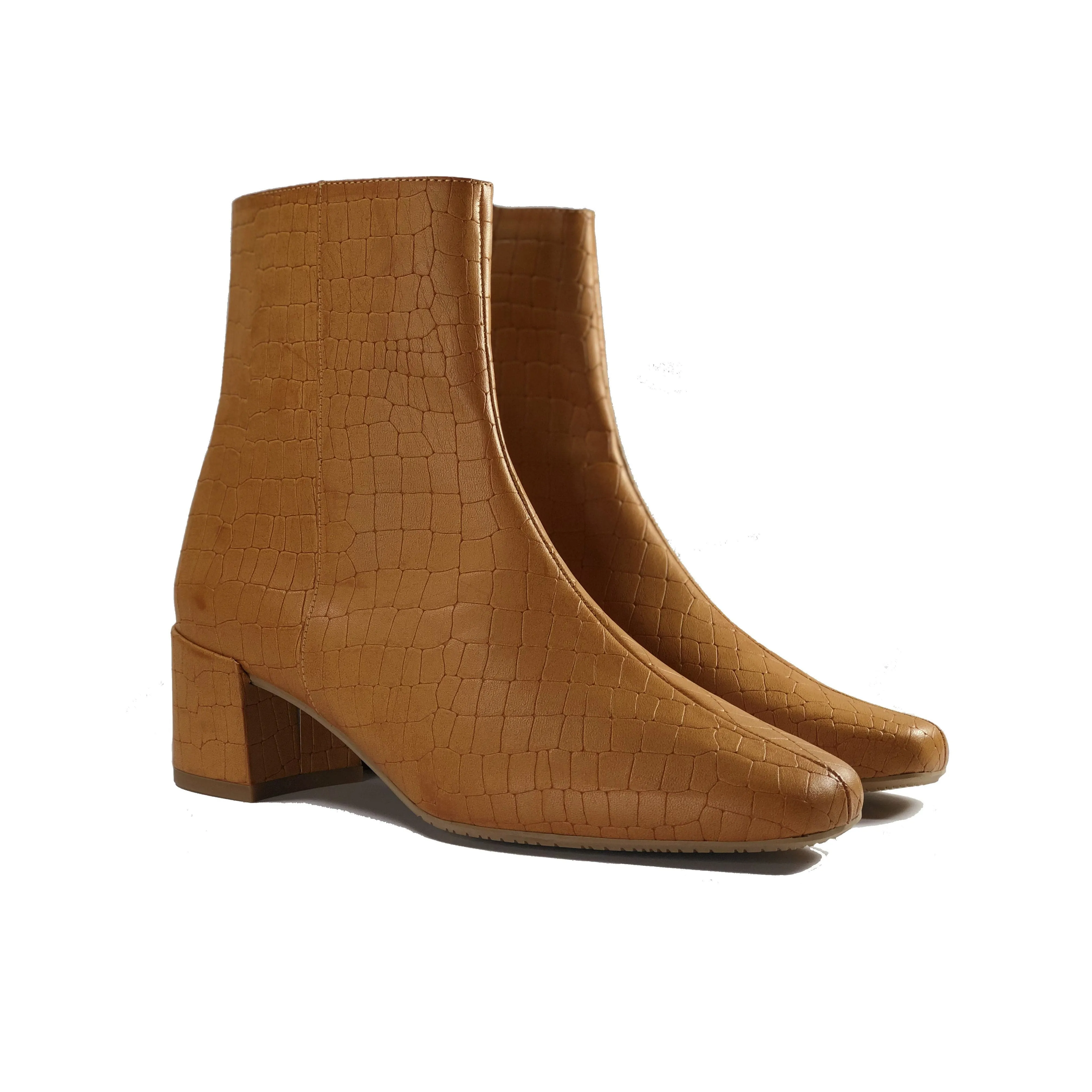 'Jacqui' vegan-leather ankle boot by Zette Shoes - camel croc