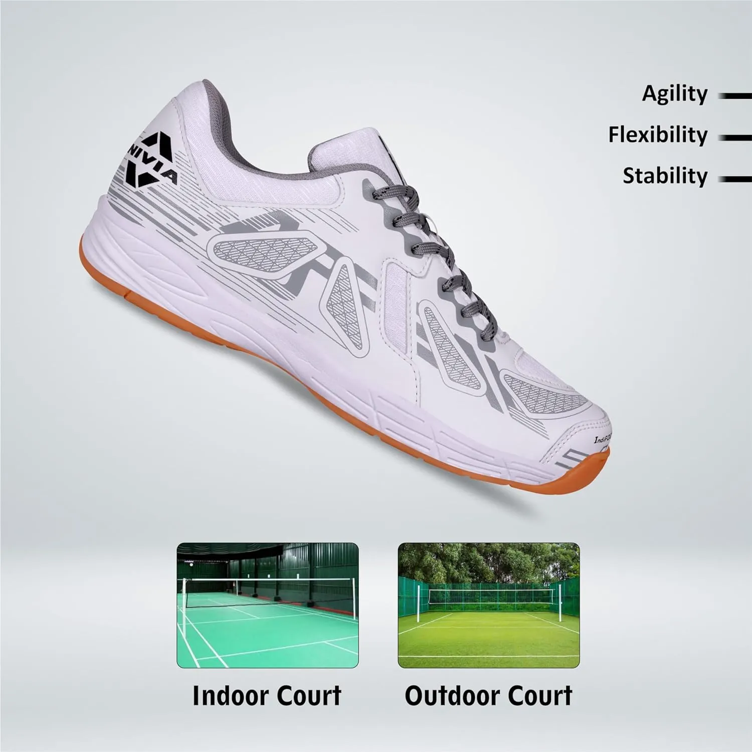 Nivia Appeal 3.0 Badminton Shoes - white/grey