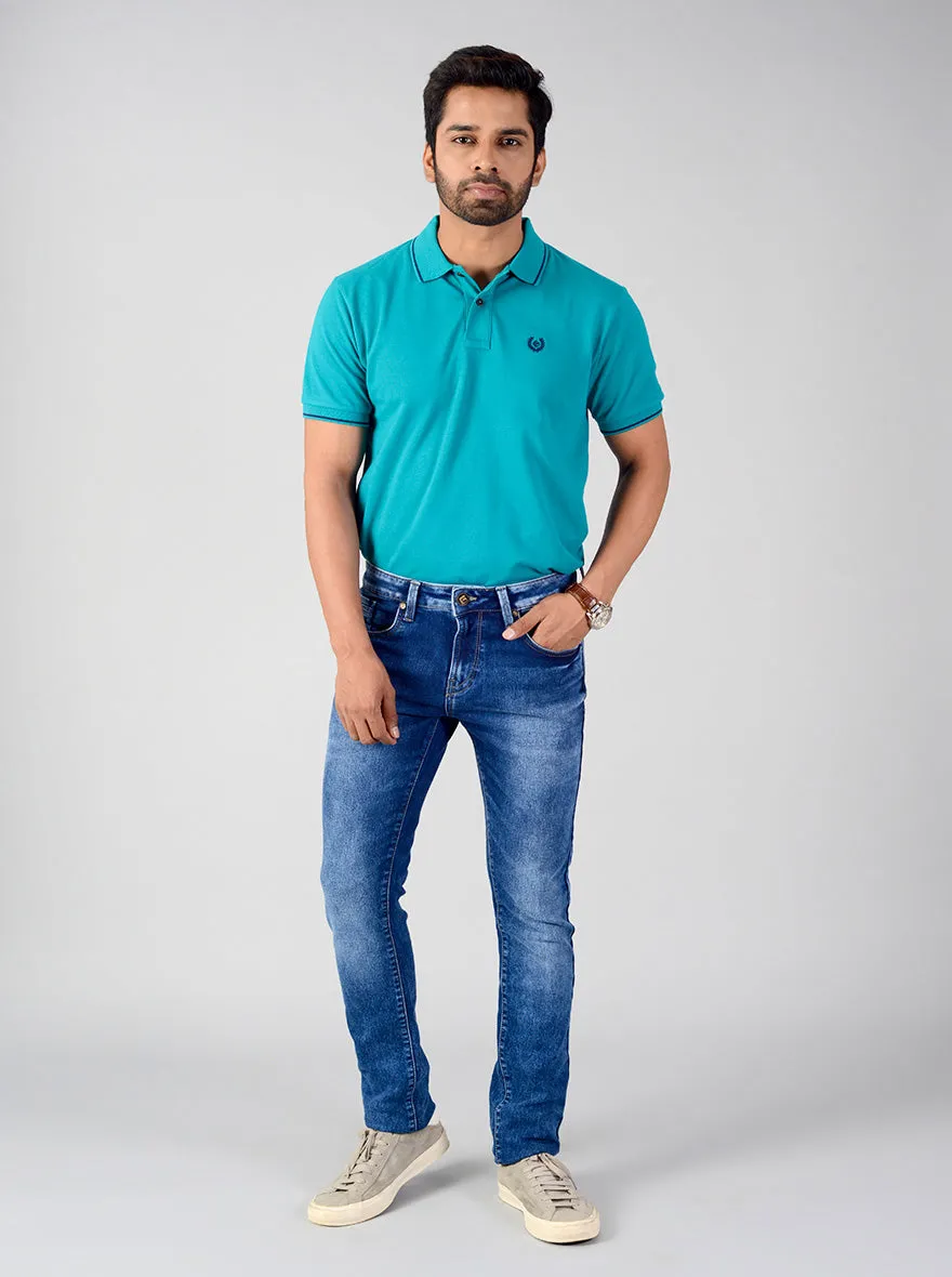 Tapestry Blue Washed Slim Fit Jeans | Greenfibre