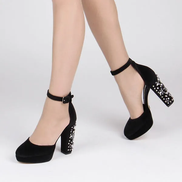 *UK size 2 - BO STONE -  blck, 10/2cm heels